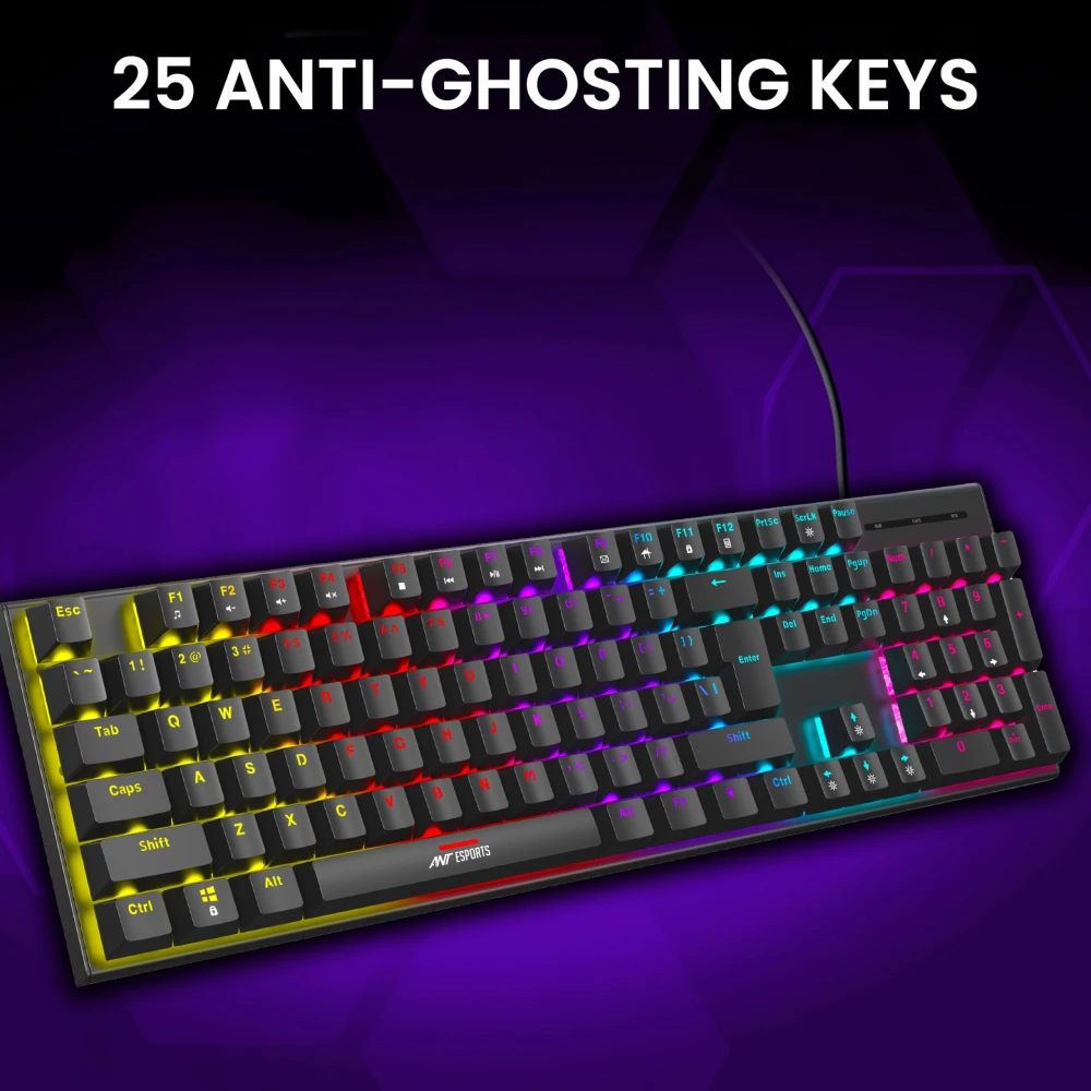 Ant Esports USB Mechanical Gaming Keyboard Mouse Combo (Thunder30) RGB view 2